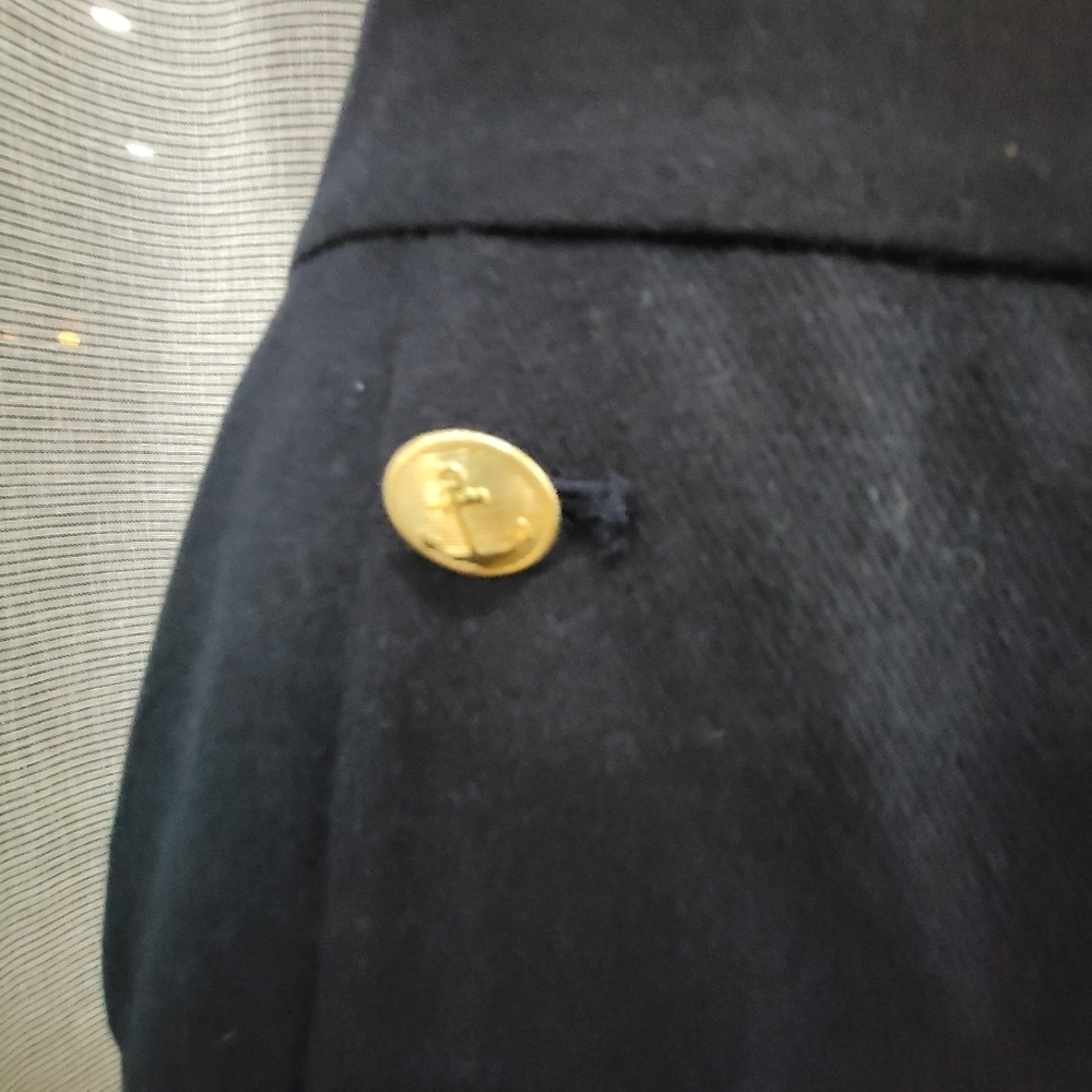 NAUTICA Navy blue Wool Blend Nautical Skirt Front Gold Buttons Size 6 - Picture 2 of 8